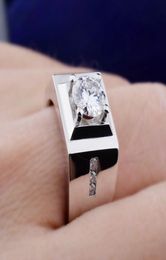Mossan Stone Ring Male 18k platina Dcolor Diamond Ring Uitstekende witte sfeer van de klassieke zakelijke authentieke mannelijke ring6060782