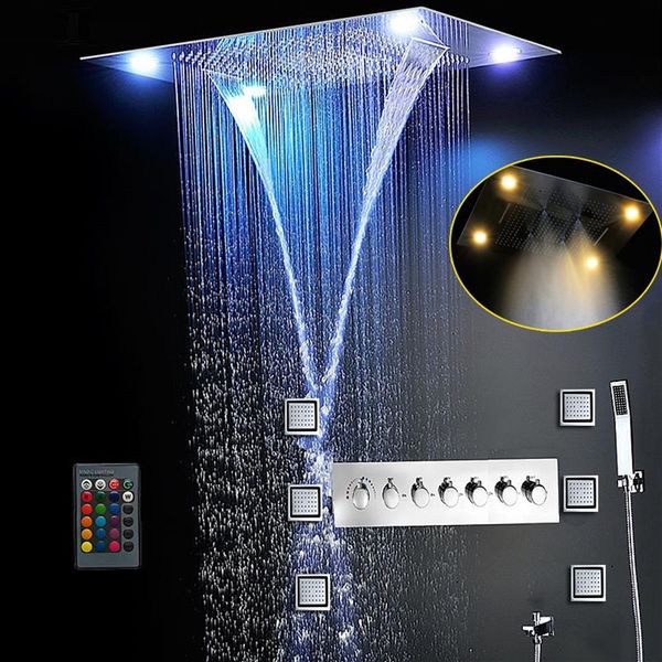 Ensemble de douche le plus complet 6 fonctions système de bain luxueux grande cascade double pluie brumeuse pomme de douche au plafond Massage Th2506