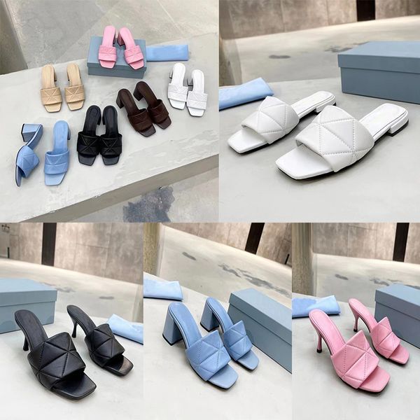 Designers les plus populaires femmes pantoufles sandales mode triangle plat diapositives tongs été en cuir véritable en plein air mocassins chaussures de bain avec boîte