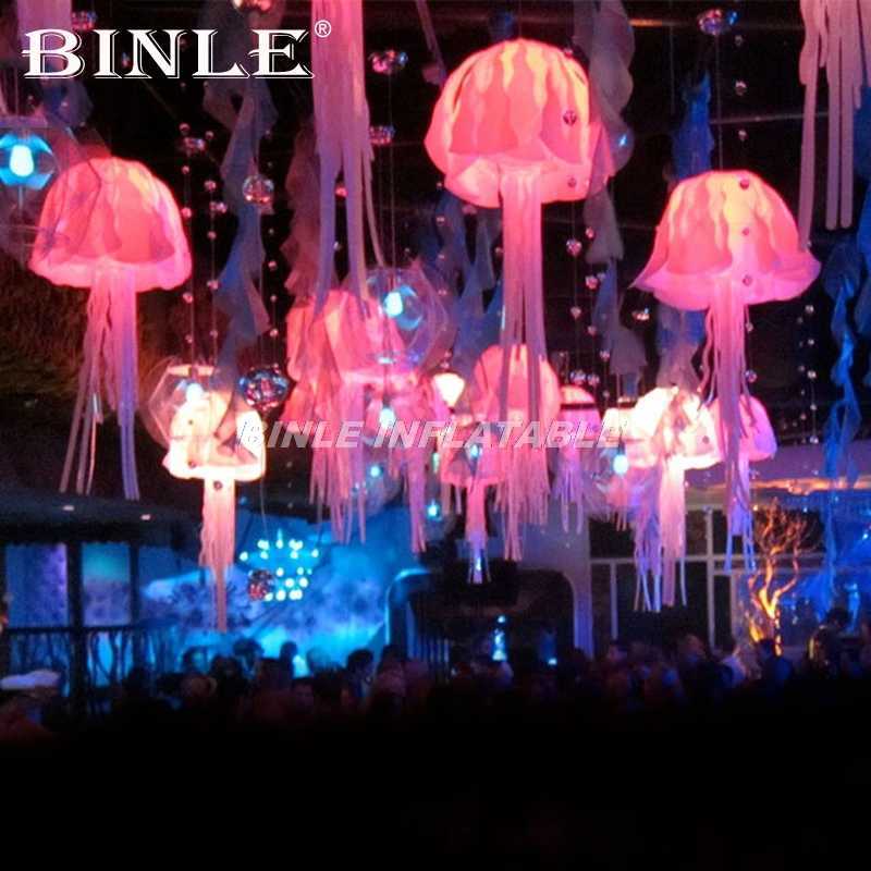 Mest populära belysningsballong uppblåsbara bläckfiskmodeller jätte ledande ljusa uppblåsbara maneter för festtak dekoration