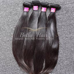 9A Populaire Peruviaanse hair extensions dubbele inslag natuurlijke kleur rechte menselijke haar 2 stks / partij gemengde lengte haar bundels gratis verzending