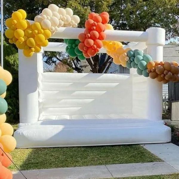 Château gonflable de mariage gonflable en PVC, maison de rebond blanche la plus populaire, lit de saut, videur avec souffleur d'air, pour fêtes et événements, bateau aérien gratuit