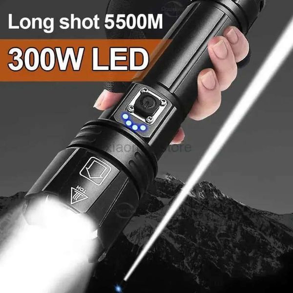 Les lampes de poche les plus puissantes LED 2024 USB rechargeable Lumière de la torche haute puissance Lampe de poche tactique Lanterne à main long pour le camping 240122