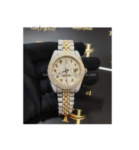 De meeste verkochte volledige ICED OUT VVS Moissanite Rose Gold Band Vrouwelijke polshorloge Polsition Exquisite Ladies Quartz Moissanite Watches