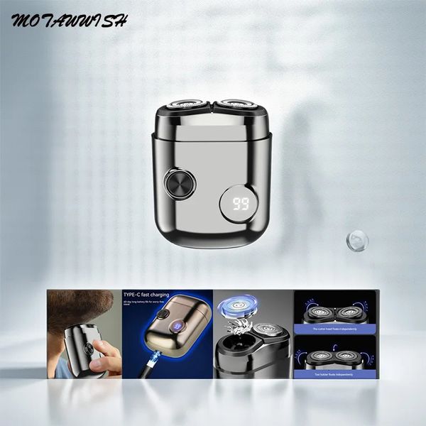 Mota Digital Display Electric Shaver Mini Double-Head Shaver Portable Type-C Rechargeable Beard Shaver 240411