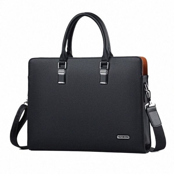 Motaora Haute Qualité En Cuir Hommes Sacs À Bandoulière Sacs À Main Pour Macbook HP DELL 14 15,6 Pouces Ordinateur Portable Sac De Travail Busin Porte-documents Q40Z #