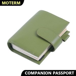 Moterm Companion Travel Journal Passport Size Notebook Echte Pebbled Grain Cowhide Organizer met Double Snap Sluiting 220401