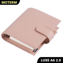 Moterm Luxe 2.0 A6-formaat ringenplanner met 30 MM ringenbinder Echt kiezelleer Notebook Dagboek Agenda Organisator 240115