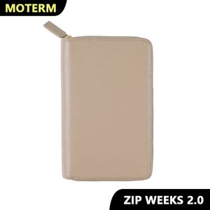Moderm Zip Weeks 2.0 Couverture pour Hobo Weeks Notebook authentique grain de vache de vache plus large d'organisateurs de planificateur zippé Journal Journal 240115