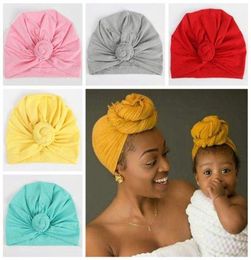 Mère et fille turban femmes bébé filles été automne hiver chapeaux entier infantile coton noeud bonnets chapeau casquette enfants bo1648173