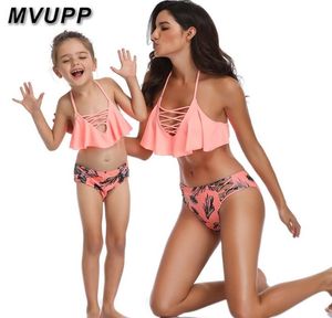 moeder dochter zwempakfamilie bijpassende kleding sexy badmoer mama en ik outfits mama mom baby look bikini hoge taille jurken y2123487