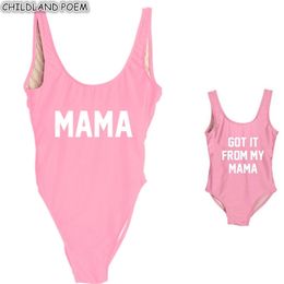 Mère Fille Maillot De Bain Une Pièce Lettre Imprimer Maman Et Fille Maillots De Bain Vêtements Famille Look Maman Et Moi Maillot De Bain Bikini LJ201111