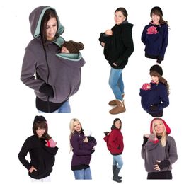 Madre canguro Sudadera con capucha suéter chaqueta ropa de maternidad abrigo grueso para mujeres embarazadas crianza niño invierno marca 240219