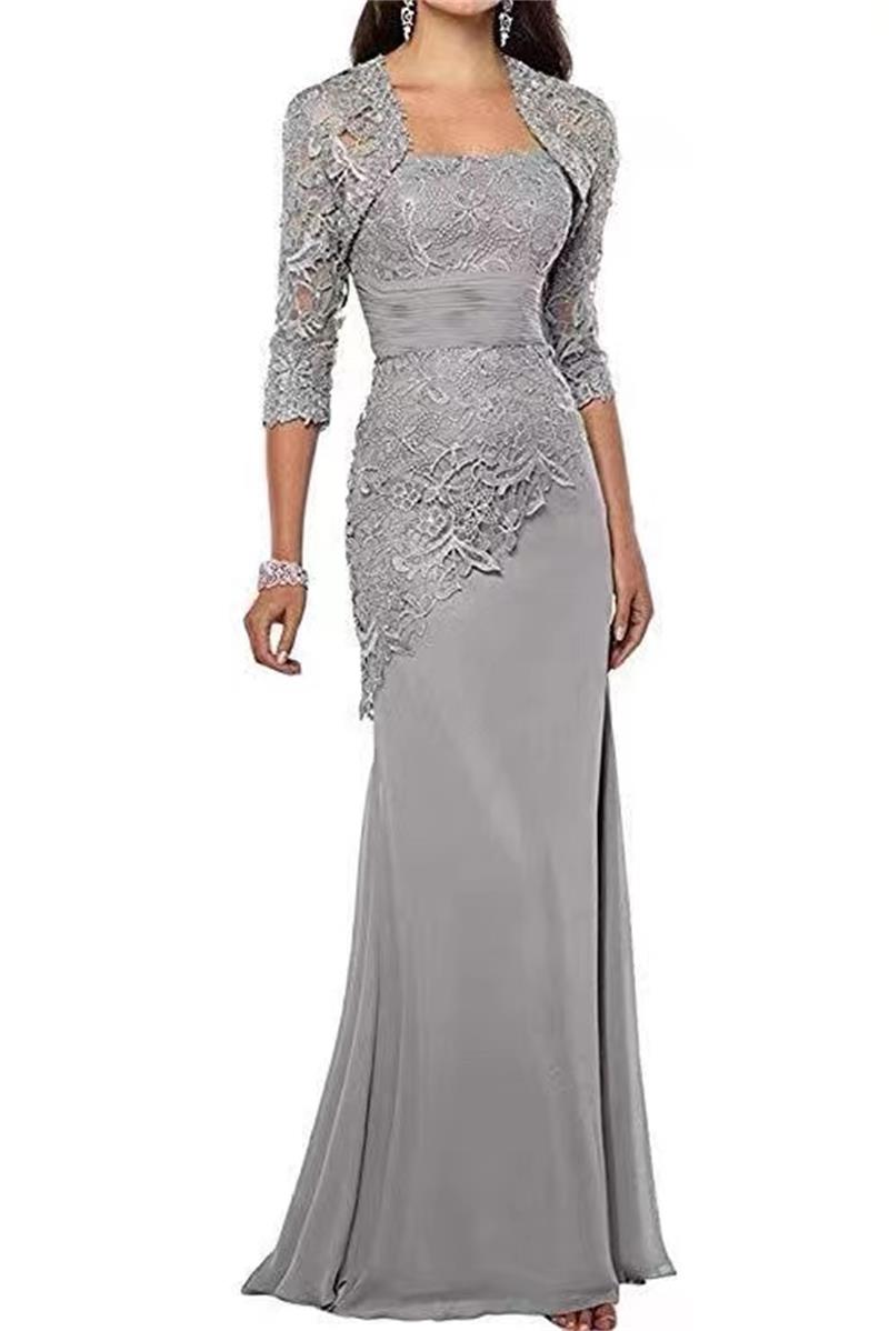 Mère de la mariée robe avec veste printemps mode robe ensemble XFY78678