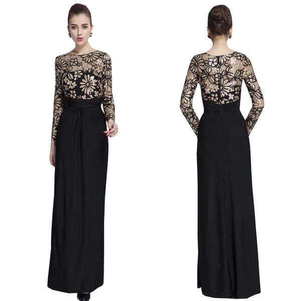 Robes mère de la mariée Robe de soirée longue noire pailletée et robe nuptiale pour femmes en spandex pour la taille noire américaine nouvelle dans