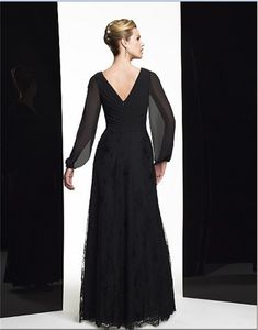 Moeder van de bruid jurken elegante elegante zwarte kanten avondjurk met lange mouwen voor bruidsmoeders extra lang groot formaat nieuw in
