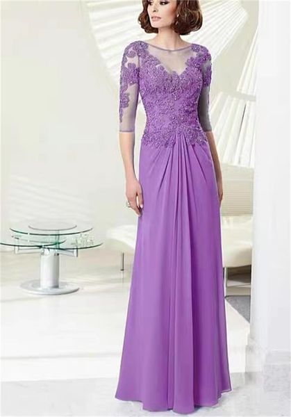 Robes de mère de la mariée pour les mariages robe de soirée de mariage en dentelle violette XFY78696