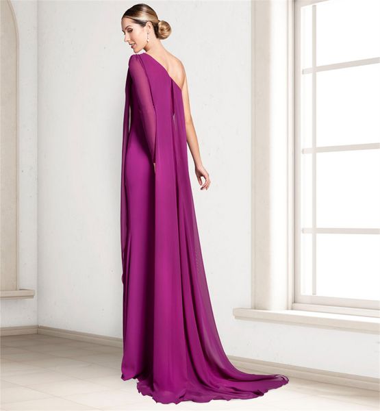 Mère de la mariée Robes à manches longues 2022 grande taille nouvelle en roses extensible satin asymétrique nus épaules