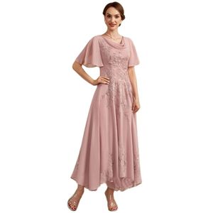 Moeder van de bruid jurken roze chiffon brutemother korte mouwen enkel lengte elegante luxueuze 2022 groot formaat nieuw in