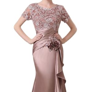 Mère de la mariée Robes Satin Bridal Floral Widding Robe Applied Lace Elegant Luxurious 2022 grande taille nouvelle