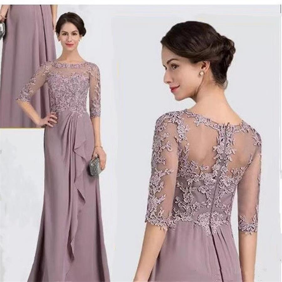 Robe de soirée en dentelle violette de la mère de la mariée XFY78690