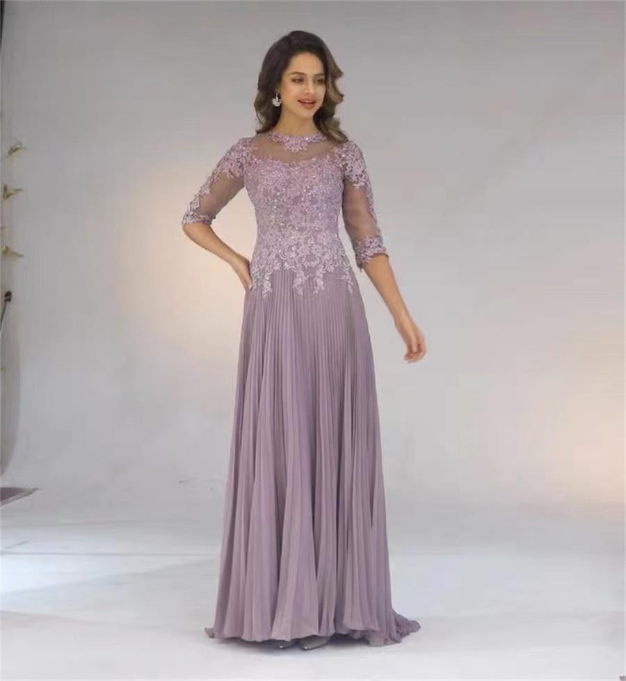 Mother Of The Bridegroom Dress For Wedding Purple Lace Wedding Dress XFY78688