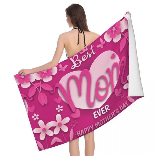 Serviette de plage pour la fête des mères à séchage rapide Best Mom Serviettes de bain en microfibre super douces