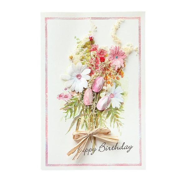 Tarjeta del día de la madre Flores secas Tarjetas de agradecimiento Postales de felicitación Poste de cumpleaños estético
