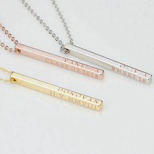 Moederdag cadeau op maat gemaakte 3D gegraveerde gouden naam ketting 4zijdige verticale bar hanger thanksgiving cadeau bruidsmeisje cadeau 240409