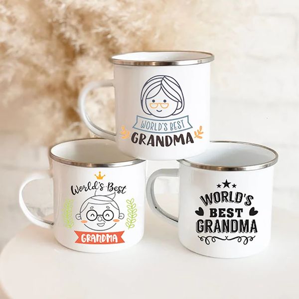 Cadeau de la fête des mères pour grand-mère la meilleure grand-mère du monde de la tasse de café de la tasse de café de boisse en émail cadeau pour grand-mère 231227