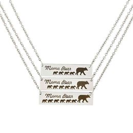 Cadeau de fête des mères maman ours Animal Alphabet bon ami collier en acier inoxydable 2ad44d