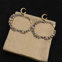 Boucles d'oreilles de créateurs de luxe pour la fête des mères pour les femmes goutte diamants rétro en métal de pierres précieuses balancent ohrringe double g bijoux femme boucle d'oreille avec boîte ZB023 E23