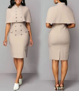 Robes de mère grande taille mère de la robe de mariée en satin formel droit fermeture éclair nouveau genou longueur col haut sans manches bouton avec veste deux pièces