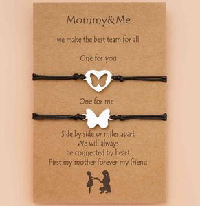 Moeder zoon vlinder armbanden bijpassende armbanden vriendschap armband mom verjaardagscadeau voor moeder moeders gift gepersonaliseerde kaart