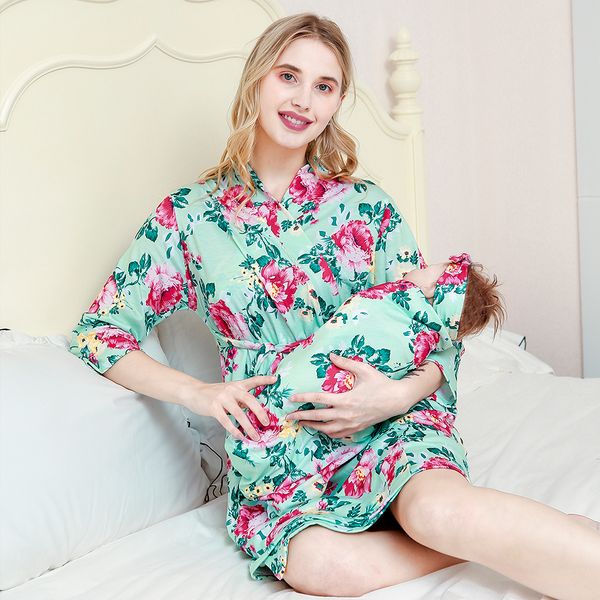 Mother-to-Sois Pyjamais Sleep Lounge Baby Bannière Niveau d'enveloppe Bandeau de Couverture 3pcs Set Maman Soins Encein De Sleep Hearkown Robe de nuit Bhb42