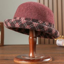 Mère hiver haute qualité laine chapeau dames chaud feutre Fedora femmes mode seau chapeaux 231228