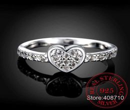 Mother039s Day Gift Original Zircon Heart Ring 925 STERLING Silver Fashion Love Heart Rings for Women Wedding Fine Jewelry Q0707042269