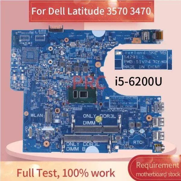 Placa base 142911 para dell latitud 3570 3470 portátil portátil 0ykp8m 0p5m6k 0vwfgf 056vn2 51vp4 i3 i5 i7 ddr3l petrolero