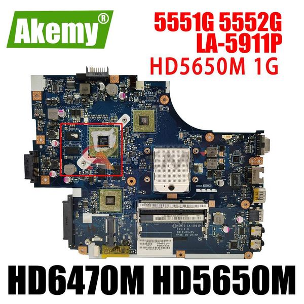 Placa base 5552G LA5911p Placa base para Acer Aspire 5551G 5552 5552G LA5911P Papelera de la computadora portátil New75 con HD6470M HD5650M GPU