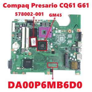 Motherboard 578002001 578002501 578002601 voor HP Compaq Presario CQ61 G61 Laptop moederbord DA00P6MB6D0 met Intel GM45 DDR2 100% getest