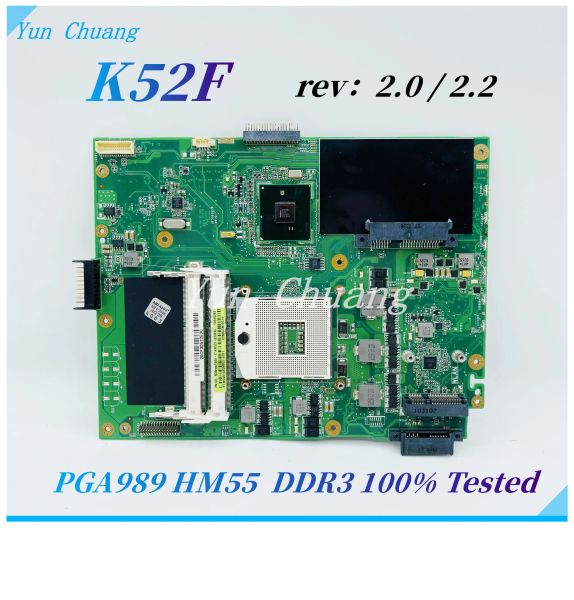 Carte mère 60nxnmb1000 K52F Rev: 2.0 / 2.2 Boîte principale pour ASUS A52F X52F K52F ordinateur portable PGA989 HM55 Integrated DDR3 100% testé