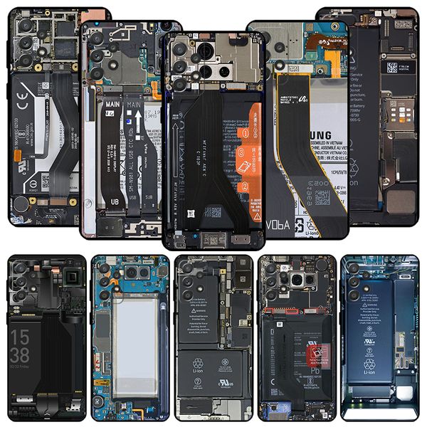 Circuit de la carte mère Drunge Modèle Black Phone Case pour Samsung Galaxy A51 A71 A41 A31 A21S A50 A70 A40 A30 A20E A10 Note 20 Ult