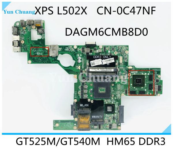 Carte mère CN0C47NF 0C47NF DAGM6CMB8D0 Boîte principale pour Dell XPS L502X ordinateur portable GT525M GPU HM67 N12PGEA1 DDR3 100%