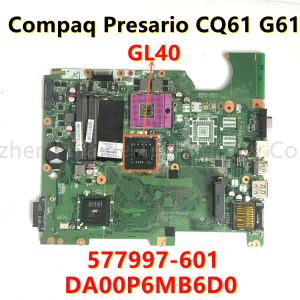 Carte mère DA00P6MB6D0 Boîte principale pour HP Compaq Presario CQ61 G61 Ordinateur d'ordinateur portable 577997001 577997501 577997601 avec Intel GL40 testé