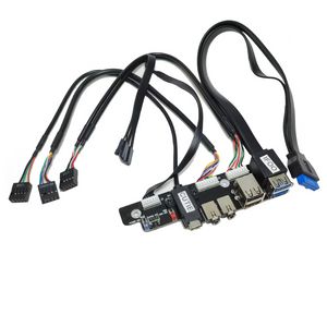 Moederbord Uitbreiding Chassis Voorpaneel Kabel 19Pin 9Pin Naar Type-C 2-Port USB 2.0 3.0 HD audio 3.5mm Power Switch LED HDD Cord