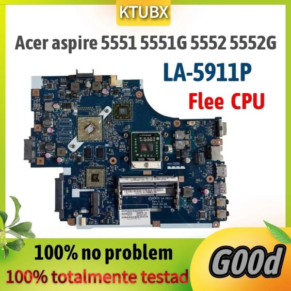 Placa base para Acer Aspire 5551G 5552 5552g La portátil portátil. NEW75 LA5911P MBWVE02001 MB.WVE02.001 DDR3 HD6470M CPU GRATIS probado 100%