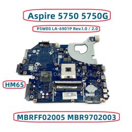 Moederbord voor Acer Aspire 5750 5750G 5755G Laptop Moedertop met P5We0 LA6901P MBR9702002 MB.R9702.002 HM65 DDR3