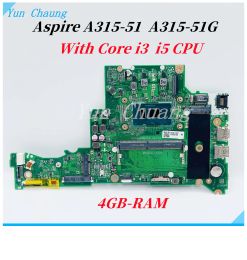 Carte mère pour Acer Aspire A31551 A31551G ordinateur portable Da0zavmb8e0 / DA0ZAVMB8G0 avec i3 i5 i7 CPU 4GB RAM DDR4 Boîtier continu 100%