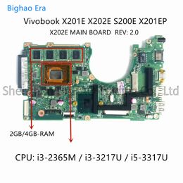 Placa base para ASUS S200E X202EP X202EV X202E X201E Motor de laptop con Intel i3 I5 CPU 4GB Menory 100% Probado completamente