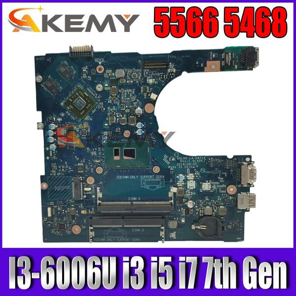 Placa base para Dell Inspiron 5566 5468 portátil portátil 0kckcp 09DT3W CN0DPC8T LAD871P W/ I36006U I3 I5 I7 7th Gen CPU.